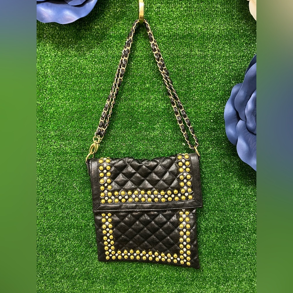 Cache Black Gold Studded Rhinestone  Crossbody